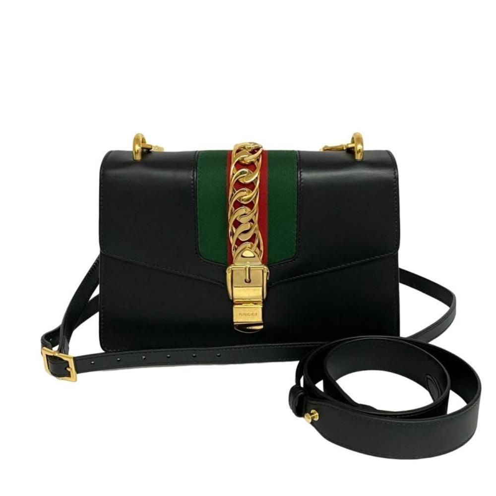 Gucci Sylvie Sherry Line Calf Suede Genuine Leather Chain Mini Shoulder Bag